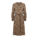 Vestido Midi De Manga Larga Con Estampado De Leopardo