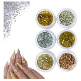 Coleção Com 6 Glitter Flocado Para Unhas Encapsuladas