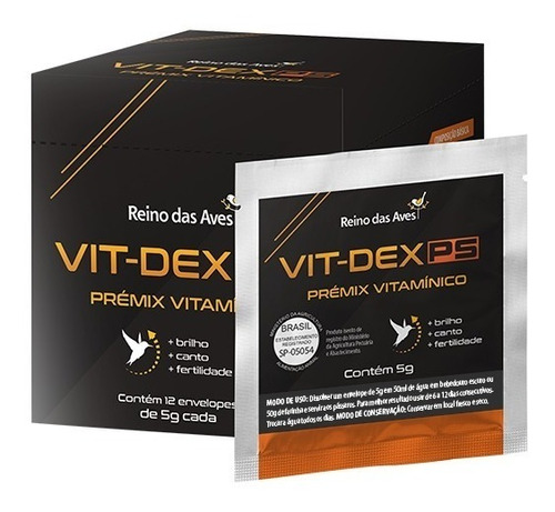 12 Vit-dex Ps Prémix Vitamínico 5gr - Reino Das Aves