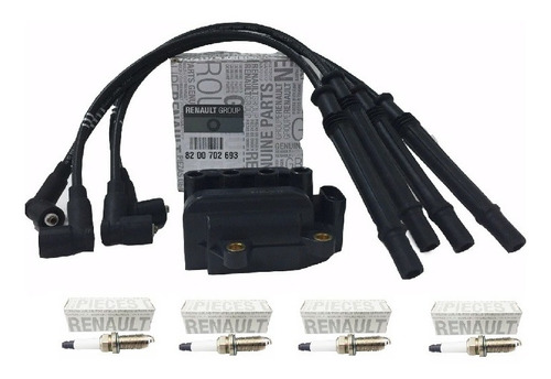 Kit Bobina Bujias Y Cables Renault Clio 2 1.2 16v