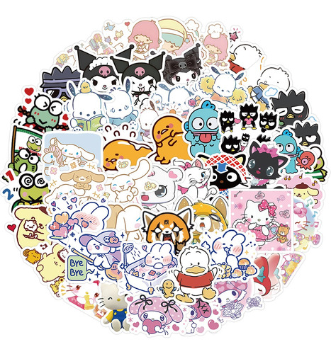 Sanrio 60 Calcomanias Stickers De Pvc Vs Agua 