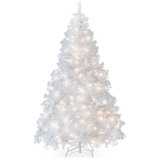 Árbol De Navidad Blanco Preiluminado De 6 Pies, Árbol De Pin