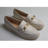 Sapato Mocassim Moleca Napa Turim 5666.109 - Branco Off