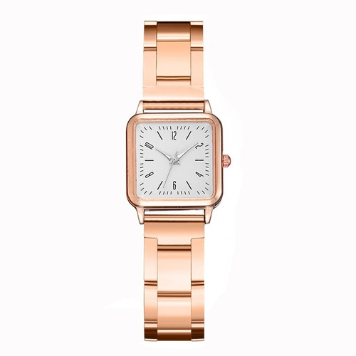 Hermoso Reloj Cuadrado De Lujo Para Dama En Color Oro Rosa