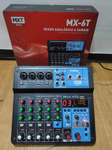 Mesa De Som Mxt Mx-6t 6 Canais Bluetooth Interface Usb