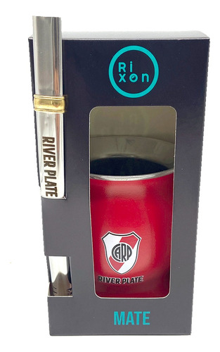 Mate Y Bombilla Acero Con Grabado A Color River Plate