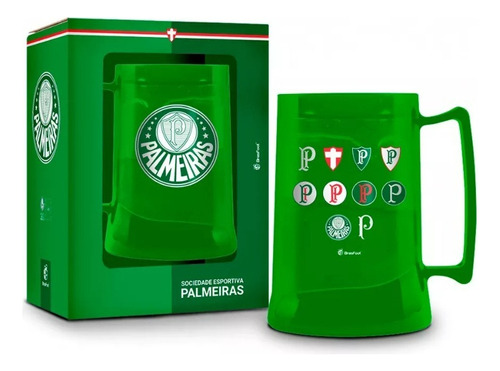 Caneca Palmeiras Com Gel Congelante Chopeira Cerveja 300ml Cor Verde