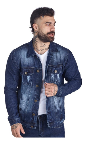 Jaqueta Jeans Masculina Destroyed Linha Premium Lançamento