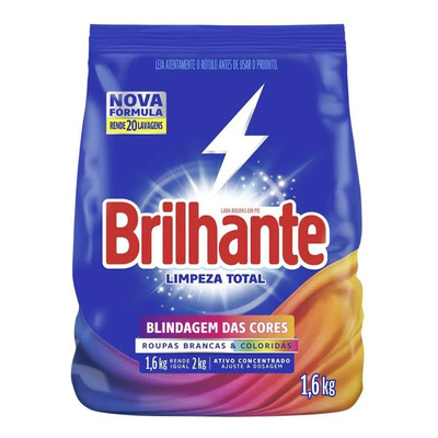 Sabão em Pó Brilhante Limpeza Total 1,6kg | Frete grátis
