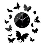 Reloj De Pared Moderno Mariposa Decorativa Negro2 Negro2 B