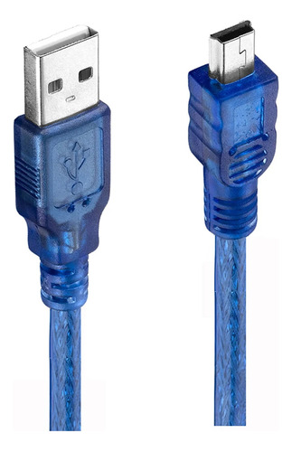 Cabo Para Hd Externo 2.0 Usb X Mini Usb 5 Pinos V3 Azul 20cm