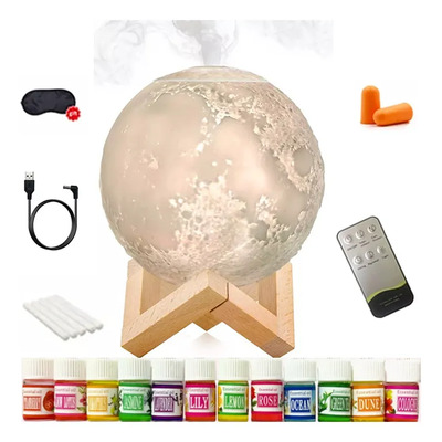 Humidificador Difusor Aromaterapia Ultrasonico Aire Auto Diffuser Luna Lamparas De Aromas With 12 Essential Oil + 880ML | Envío gratis