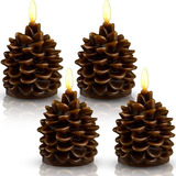 4 Pinha Velas Decorativas Natal Enfeites Decorativos Sala