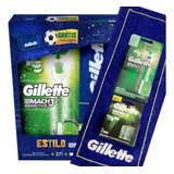 Aparelho Kit Gillette Mach3 Sensitive + 1 Toalha + 3 Cargas