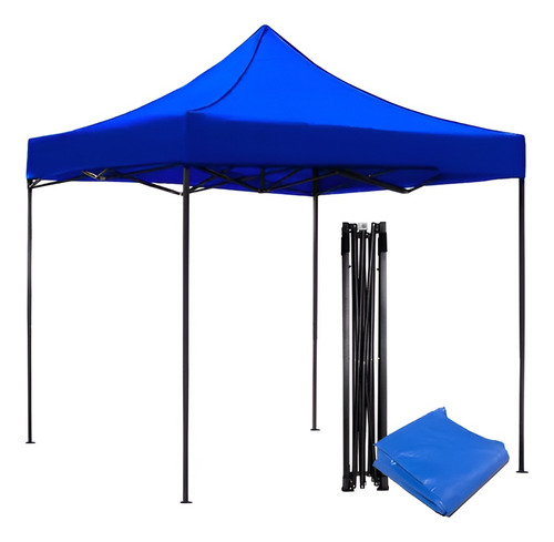 Toldo Plegable 3 X 3 Metros Impermeable Color Azul Terraza