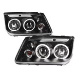 Faros Deportivos Jetta A4 99-07 C/lupas Y Leds Fondo Negro