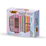 Kit Bic Pastel Microfibras Resaltadores Y Marcadores X12