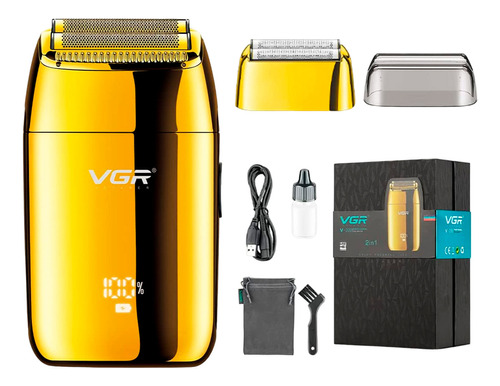 Afeitadora Eléctrica Hombre Shaver Vgr V-399 Rasuradora Recargable Usb Color Dorado