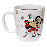 Disney Store Taza Mickey Minnie Navidad Beso Bajo Muerdago