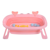 Tina Bañera Plegable Para Bebe Ligera + Jugetes Termometro Color Rosa Ojitos