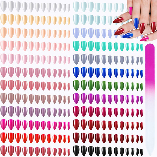 576 Piezas 24 Colores Medio Brillante Prensa En Uñas Uñas Po