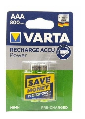 2pilas Aaa Varta Eco Recicladas 800 Mah Alto Consumo