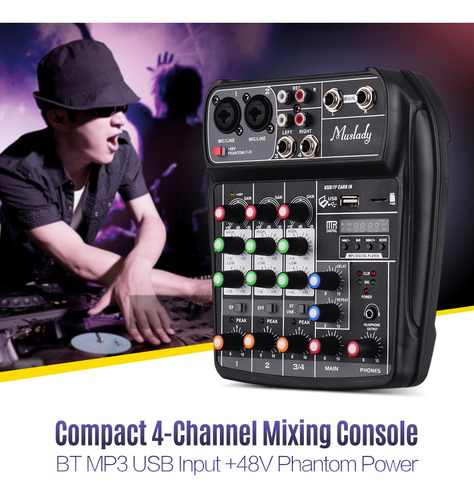 Muslady Ai-4 Tarjeta De Sonido Compacta Consola De Mezclas