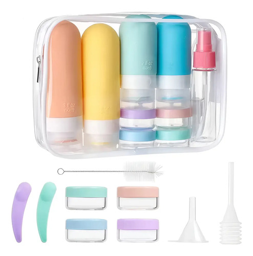 17 Botellas De Kit De Viaje Portátiles Contenedores Silicona
