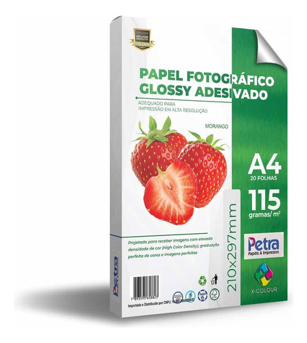 Papel Fotográfico Adesivo A4 Glossy 115g 100 Folhas X-colour