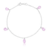 Pulseira Gotas De Zircônia Rosa Prata 925