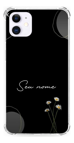 Capa Capinha Com Nome Personalizada Black Flowers