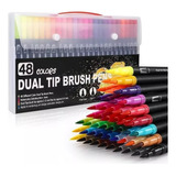 Plumones Pincel Brush 48 Colores Marcadores Punta Pincel