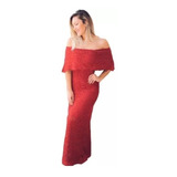 Vestido Longo Linha Tricô Ciganinha Ombro A Ombro Moda Insta