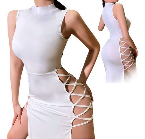 Vestido Elegante Ajustado Sexy Con Abertura Alta Para Mujer