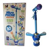 Micrófono De Pie Infantil, Reproduce Música Mp3 C/luz - Azul
