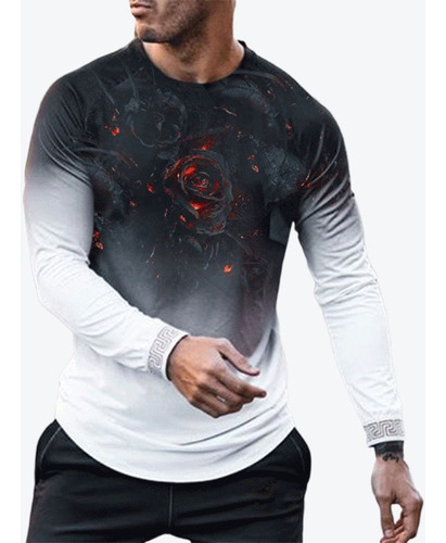 Camisa Casual Para Hombre Impreso 3d Camiseta De Manga Larga