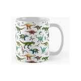 Taza Dinosaurios Pintados A Mano Acuarela Colores Naturales.