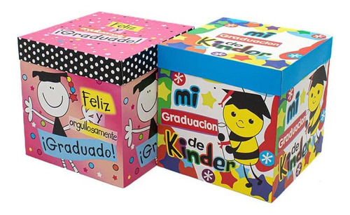 Pack 12 Cajas De Regalo Graduaciòn Kinder 22x22cm