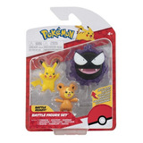 Pack 3 Figuras Pokémon Pikachu + Teddiursa + Gastly 