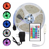 Tira Led Rgb Multicolor Completa 5 Mts 127v 3528 P/ Exterior