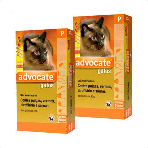 2 Combo Advocate Gatos 0,4ml Até 4kg 6 Pipetas Envio Imediat