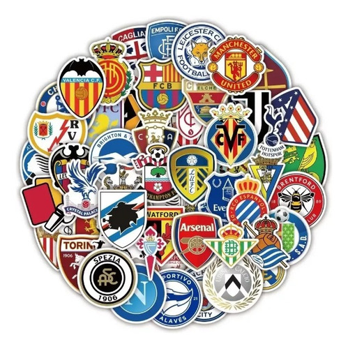 Logos De Equipos Futbol - Set De 50 Stickers / Calcomanías
