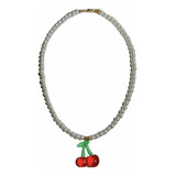 Collar De Perlas Cereza Cherry Aesthetic Chapa De Oro 14k