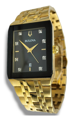 Reloj Bulova Modern Acero Dorado Diamantes Genuinos Hombre