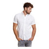 Camisa Tommy Hilfiger Manga Corta De Lino Para Hombre