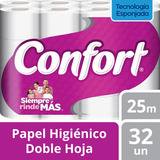 Papel Higiénico Confort Doble Hoja 32 Un 25 Mt