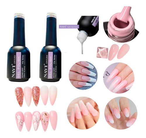 Gel Uv Led Esmalte Via Lactea Navi Semi Blanco+rosa 10ml 