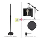 Kit Difusor Acústico,vocal Booth Black Filter+pedestal Ferro