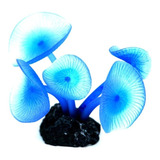 Enfeite Silicone Aquário Soma Coral Mushroom Long Stem Azul