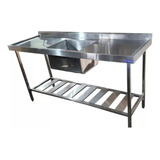 Pia Industrial Aço Inox 160cm X 60cm X 90cm + Cuba 50x40x30